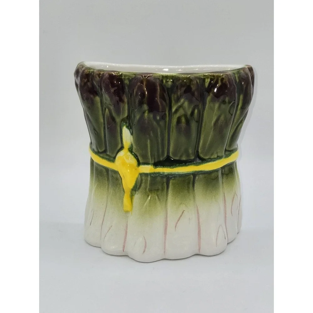 Vintage‎ Italian Ceramic Asparagus Wall Pocket Planter Vase Majolica Style